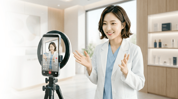 병원 원장이 숏폼을 촬영하는 현장